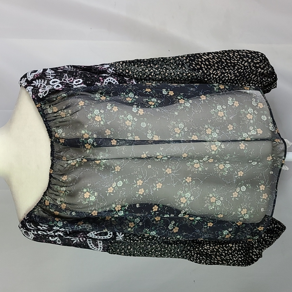 Umgee Black Sheer Floral Off-Shoulder Blouse